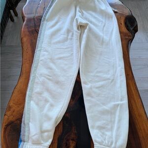 Aviator Nation xs vintage White 5 stripe Sweatpants with Colorful Stripes.